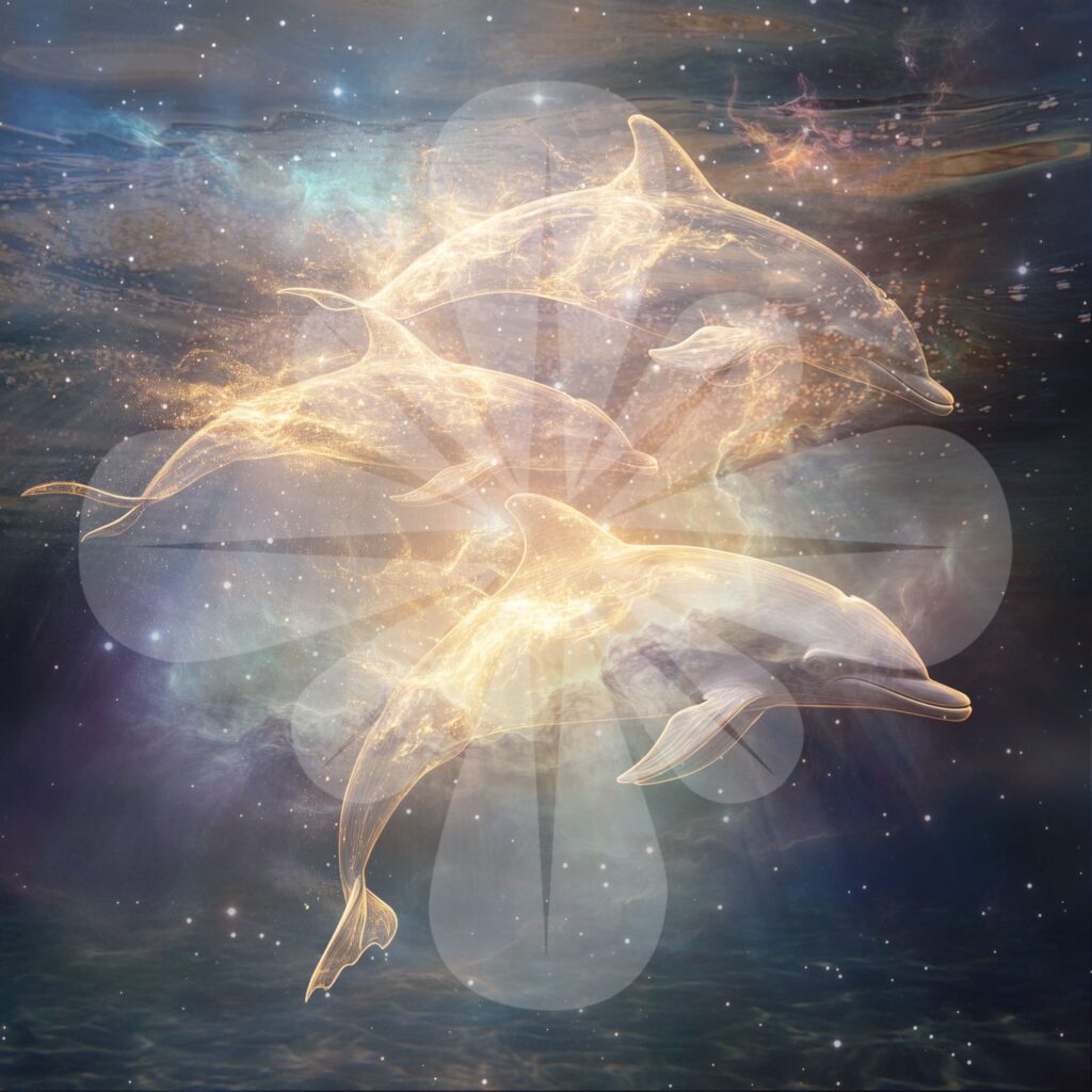 Delfine im Universum schwimmend